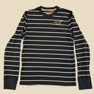Vintage Hollister Navy and White Striped Crewneck